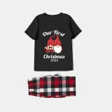 2023 Christmas Matching Family Pajamas Our First Christmas Gnomes Black Short Pajamas Set