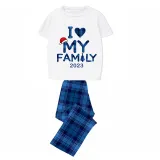 2023 Christmas Matching Family Pajamas Exclusive Design I Love My Family Gray Short Blue Pants Pajamas Set