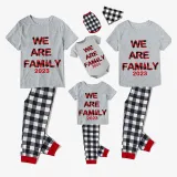 2023 We Are Family Christmas Matching Family Pajamas Gray Short Pajamas Plainds Pants Set With Dog Pajamas