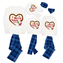 2023 Christmas Matching Family Pajamas Santa Heart Merry Xmas Blue Pants Pajamas Set