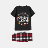 2023 Christmas Matching Family Pajamas Exclusive Design Christmas Crew Wreath Black Short Pajamas Set