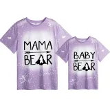 Mommy and Me Matching Clothing Top Red Bear Mama Mini Tie Dyed Family T-shirts