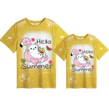 Mommy and Me Matching Clothing Top Hello Summer Mama And Mini Tie Dyed Family T-shirts