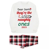 2023 Christmas Matching Family Pajamas Dear Santa They're The Naughty Ones Red Pajamas Set