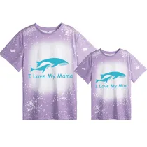Mommy and Me Matching Clothing Top Whale I Love My Mama Mini Tie Dyed Family T-shirts