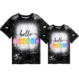 Mommy and Me Matching Clothing Top Hello Summer Ice Cream Mama And Mini Tie Dyed Family T-shirts
