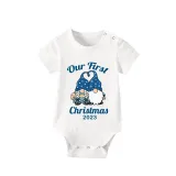 2023 Christmas Matching Family Pajamas Our First Christmas Gnomes Blue Pants Pajamas Set