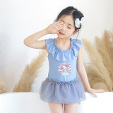 Girls Bathing Suits Angel Girl One Piece Lace Collar Swimsuits