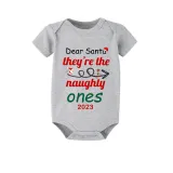 2023 Christmas Matching Family Pajamas Dear Santa They're The Naughty Ones Gray Pajamas Set