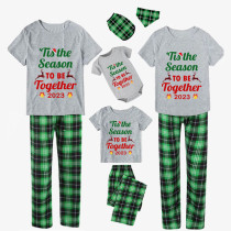 2023 Christmas Matching Family Pajamas Exclusive Design Merry Christmas Season Together Green Short Pajamas Set