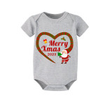 2023 Christmas Matching Family Pajamas Santa Heart Merry Xmas Gray Short Pajamas Set