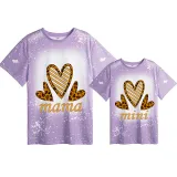 Mommy and Me Matching Clothing Top Mama Mini Three Hearts Tie Dyed Family T-shirts