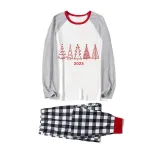 2023 Christmas Matching Family Pajamas Exclusive Christmas Tree Gray Black White Plaids Pants Pajamas Set