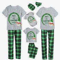 2023 Christmas Matching Family Pajamas Snowman let It Snow Green Short Pajamas Set