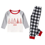 2023 Christmas Matching Family Pajamas Exclusive Christmas Tree Gray Black White Plaids Pants Pajamas Set