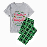 2023 Proud Member OF Naughty List White Christmas Green Short Set Matching Family Pajamas Set