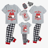 2023 Christmas Matching Family Pajamas Our First Christmas Gnomes Gray Short Pajamas Set