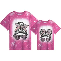 Mommy and Me Matching Clothing Top Mom And Kid Sunglass Head Tie Dyed Family T-shirts