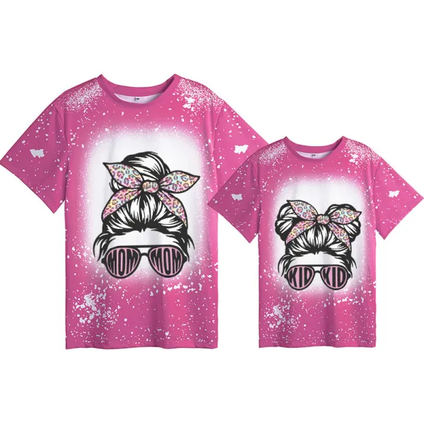 Mommy and Me Matching Clothing Top Mom And Kid Sunglass Head Tie Dyed Family T-shirts