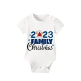 Christmas Matching Family Pajamas 2023 Family Christmas Hat Blue Short Pajamas Set