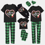 2023 Christmas Matching Family Pajamas Santa Heart Merry Xmas Black Short Pajamas Set