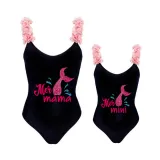 Mommy and Me Bathing Suits Mermama Mermini Flower Shoulder Backless Swimsuits