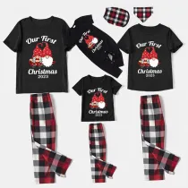 2023 Christmas Matching Family Pajamas Our First Christmas Gnomes Black Short Pajamas Set