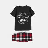 2023 Christmas Matching Family Pajamas Exclusive We Are Family Wreath Xmas Tree Black Short Pajamas Set