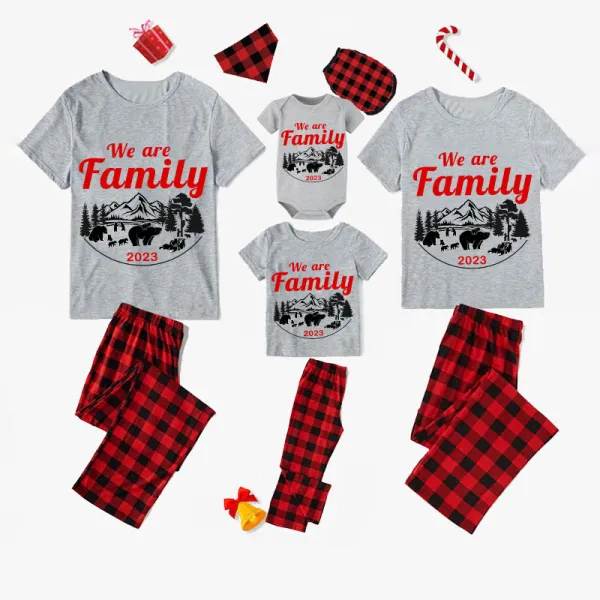 2023 Christmas Matching Family Pajamas Christmas Exclusive Design We are Family Polar Bear Gray Pajamas Set