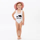 Mommy and Me Bathing Suits Polar Bear Mama Mini Flower Shoulder Backless Swimsuits