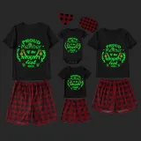 2023 Christmas Matching Family Pajamas Luminous Glowing Proud Member Of The Naughty List Black Pajamas Set