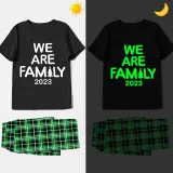 2024 Christmas Matching Family Pajamas Luminous Glowing We Are Family Black Short Pajamas Set