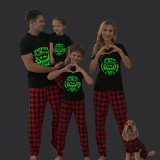 2023 Christmas Matching Family Pajamas Luminous Glowing Proud Member Of The Naughty List Black Pajamas Set