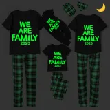2024 Christmas Matching Family Pajamas Luminous Glowing We Are Family Black Short Pajamas Set