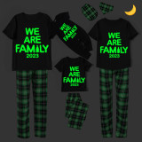 2023 Christmas Matching Family Pajamas Luminous Glowing We Are Family Black Short Pajamas Set