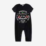 2023 Christmas Matching Family Pajamas Luminous Glowing Proud Member Of The Naughty List Black Short Pajamas Set