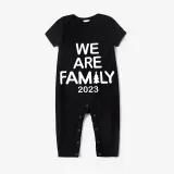 2024 Christmas Matching Family Pajamas Luminous Glowing We Are Family Black Short Pajamas Set