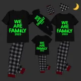 2024 Christmas Matching Family Pajamas Luminous Glowing We Are Family Black Short Pajamas Set