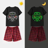 2023 Christmas Matching Family Pajamas Luminous Glowing Proud Member Of The Naughty List Black Pajamas Set
