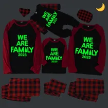 2023 Christmas Matching Family Pajamas Luminous Glowing We Are Family Red Pajamas Set