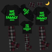 2024 Christmas Matching Family Pajamas Luminous Glowing We Are Family Black Short Pajamas Set