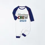 2023 Christmas Matching Family Pajamas Exclusive Design Printed Christmas Crew Blue Pajamas Set