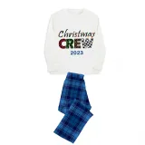 2023 Christmas Matching Family Pajamas Exclusive Design Printed Christmas Crew Blue Pajamas Set