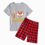 Family Matching Pajamas I Love Camping Slogan Gray Short Pajamas Set