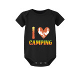 Family Matching Pajamas I Love Camping Slogan Black Pajamas Set
