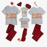 Family Matching Pajamas Happy Camper Slogan Gray Pajamas Set