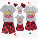 Family Matching Pajamas Family Camping Trip 2023 Gray Short Pajamas Set