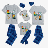 Family Matching Pajamas Camping Love Slogan Gray Pajamas Set