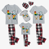 Family Matching Pajamas Camping Love Slogan Gray Pajamas Set