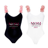 Happy Mother's Day Woman Swimwear 2023 Best Ever Flower Shoulder Backless Swimsuits